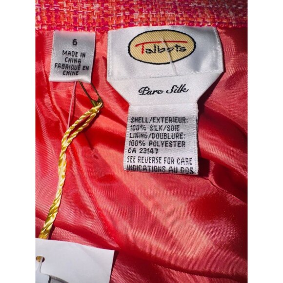 NWT Talbots 100% Silk Bright Pink Tweed Pencil Skirt Office Siren Business wear - Picture 5 of 9